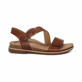 Chic Vacation Flats Casual chic Women's Tamara Asymmetrical Quarter Strap Walnut