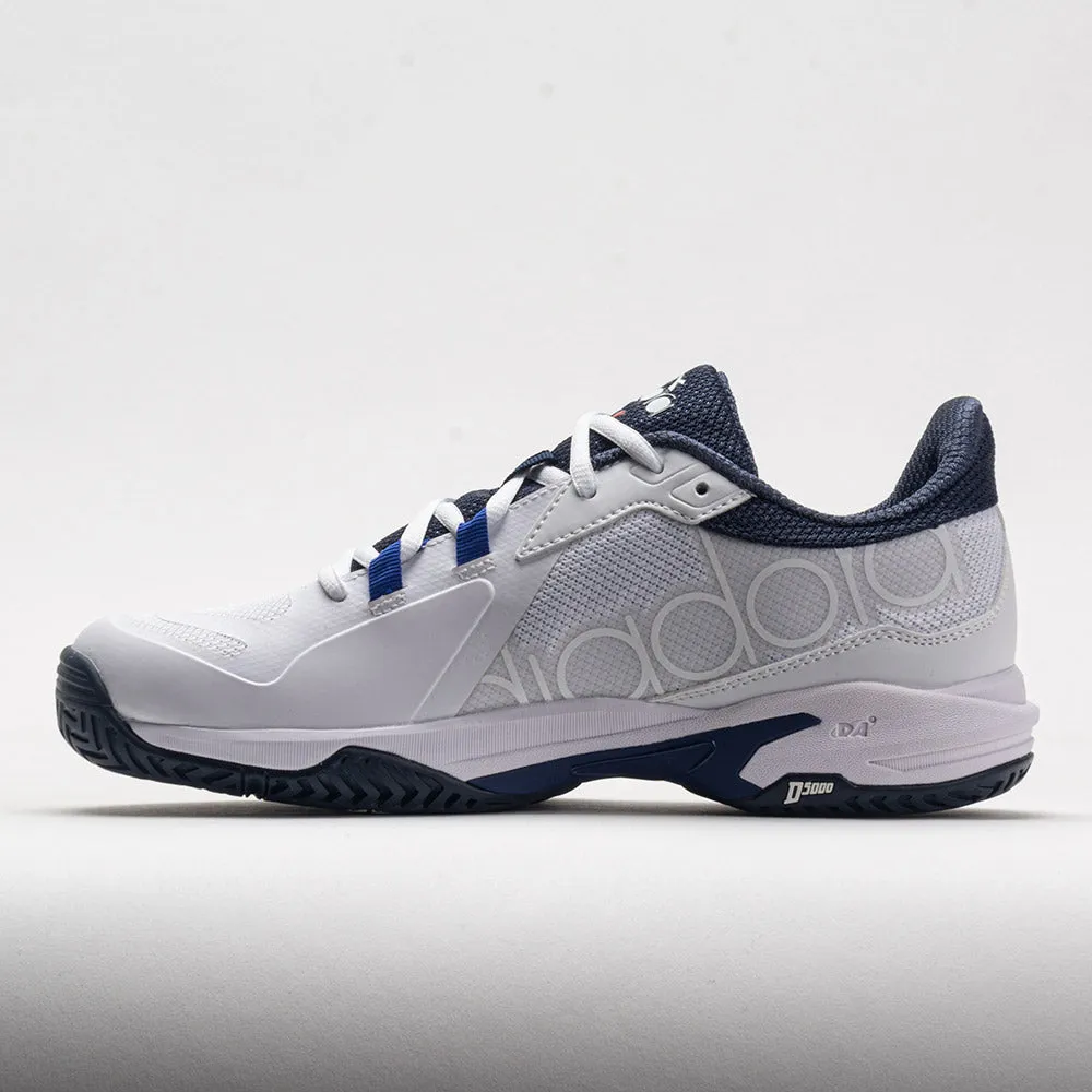 Diadora Trofeo 2 Pickleball Men's  White/Surf the Web/Blue Corsair running in a waterfall area shoes fixed insole shoes