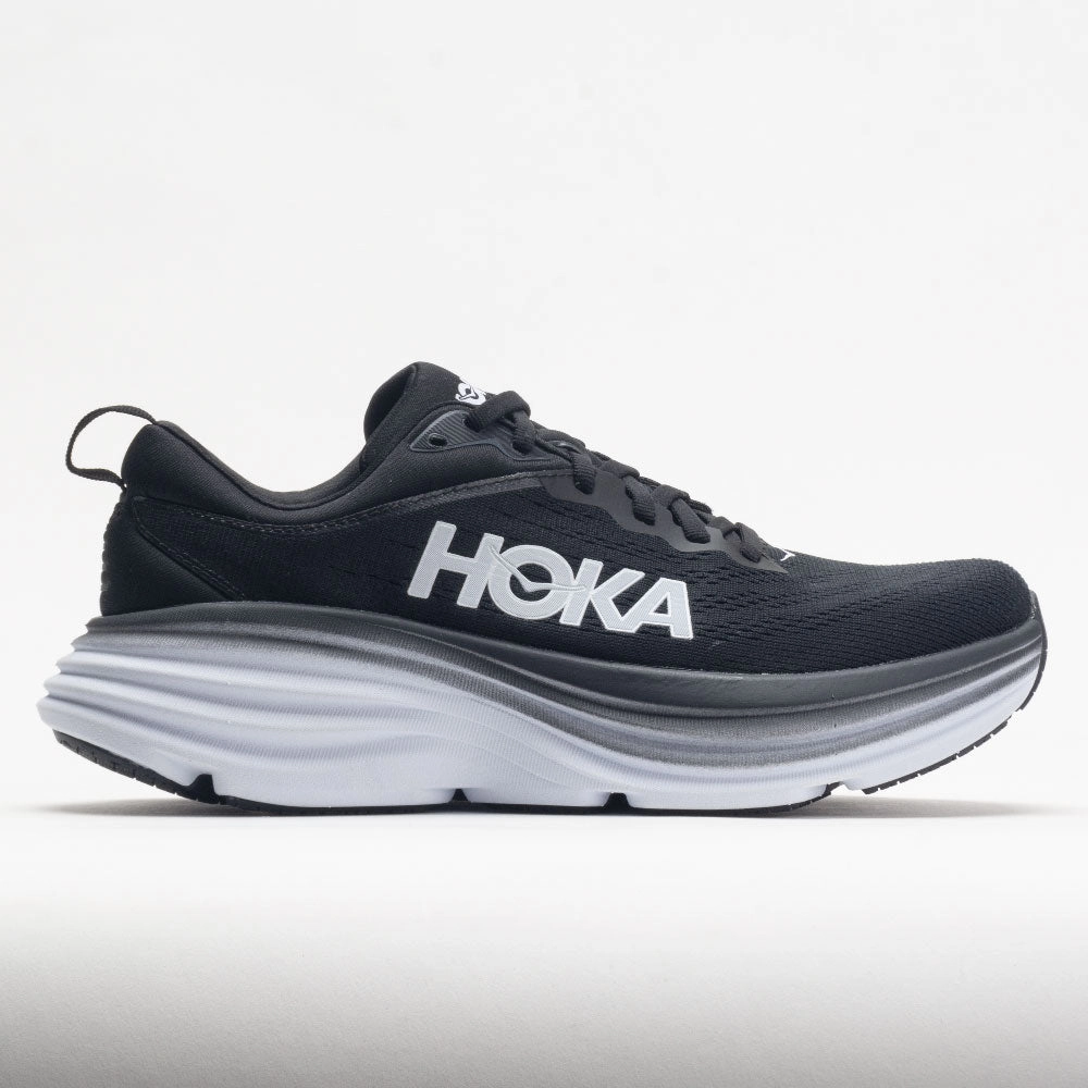 HOKA Bondi 8 Women's  Black/White stylish aesthetics shoes provide support