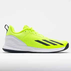 adidas CourtFlash Speed Men's  Lucid Lemon/Core Black/White running in a ski resort area shoes