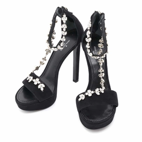 LOUIS VUITTON LV Circle Flower Bijoux Sandals Black suede Size 38 Smart Design