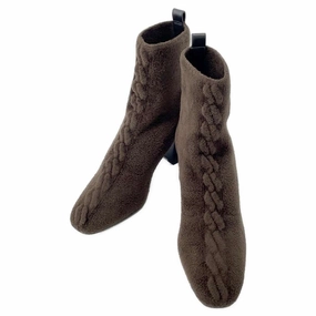 HERMES Short boots ??Vol Vert?? 60 Marron/Black Knit Leather Size 36 Ground Force
