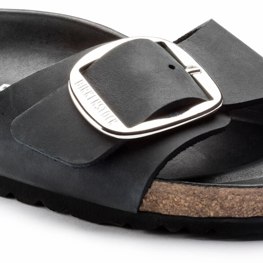 Outdoor Slides Madrid Big Buckle Black Narrow