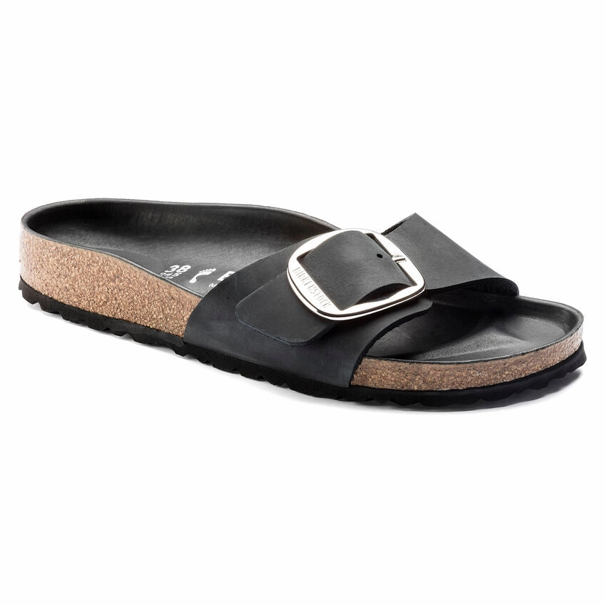 Comfort Step Sandals Madrid Big Buckle Black Narrow