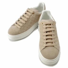Compression Molded Soles LOUIS VUITTON Time Out Line Monogram Sneakers Nude1ABR2K Suede leather Size 37H