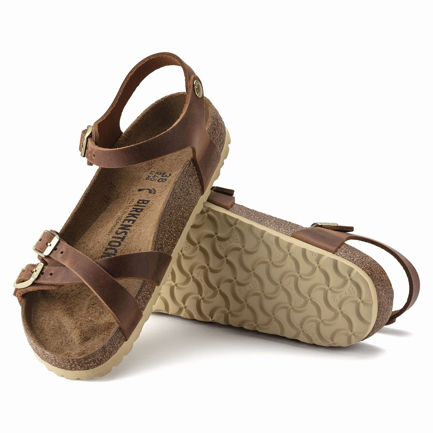 Kumba Oiled Leather Cognac Travel Ready Slides