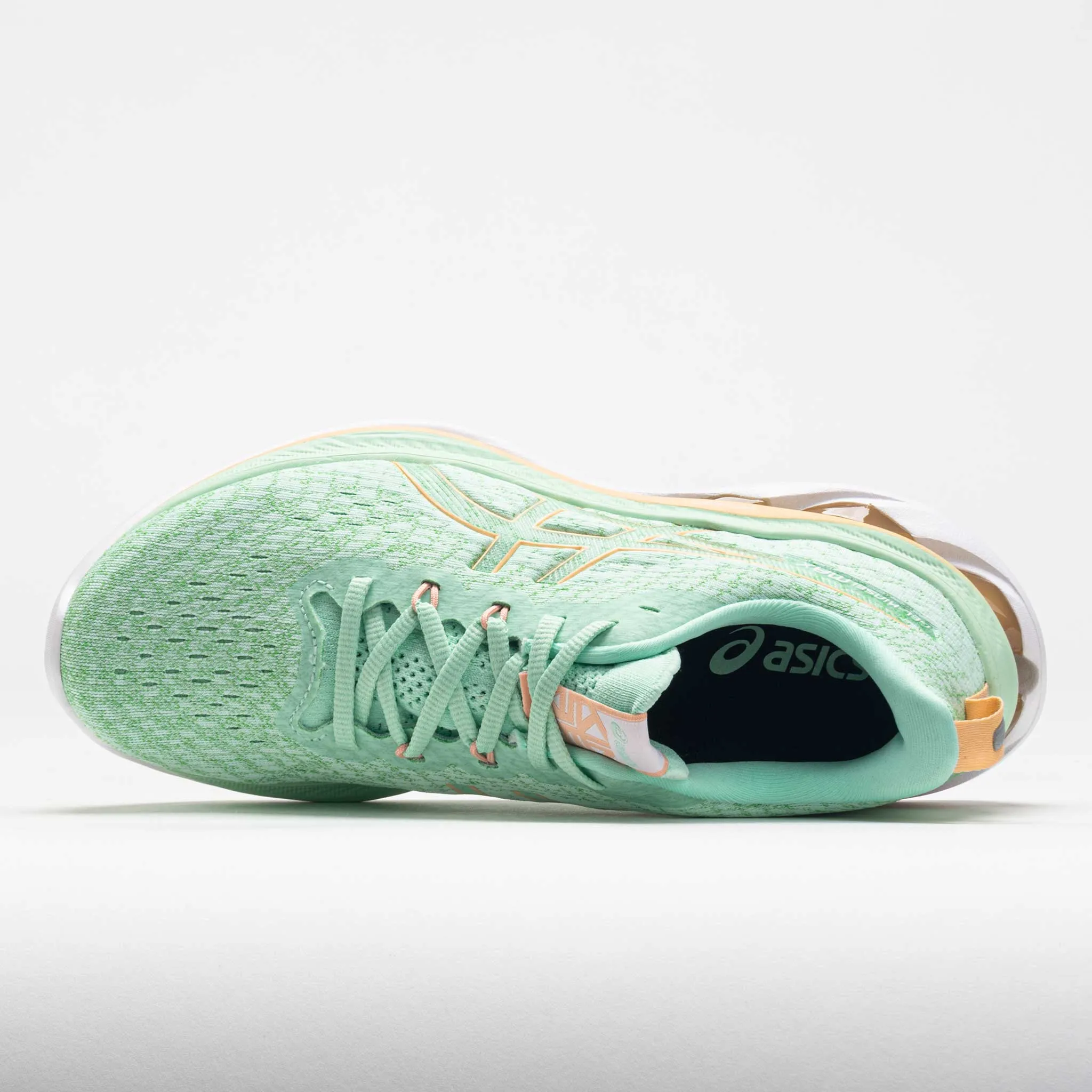 ASICS GEL-Kinsei Max Women's  Mint Tint/Apricot Crush running in a duathlon