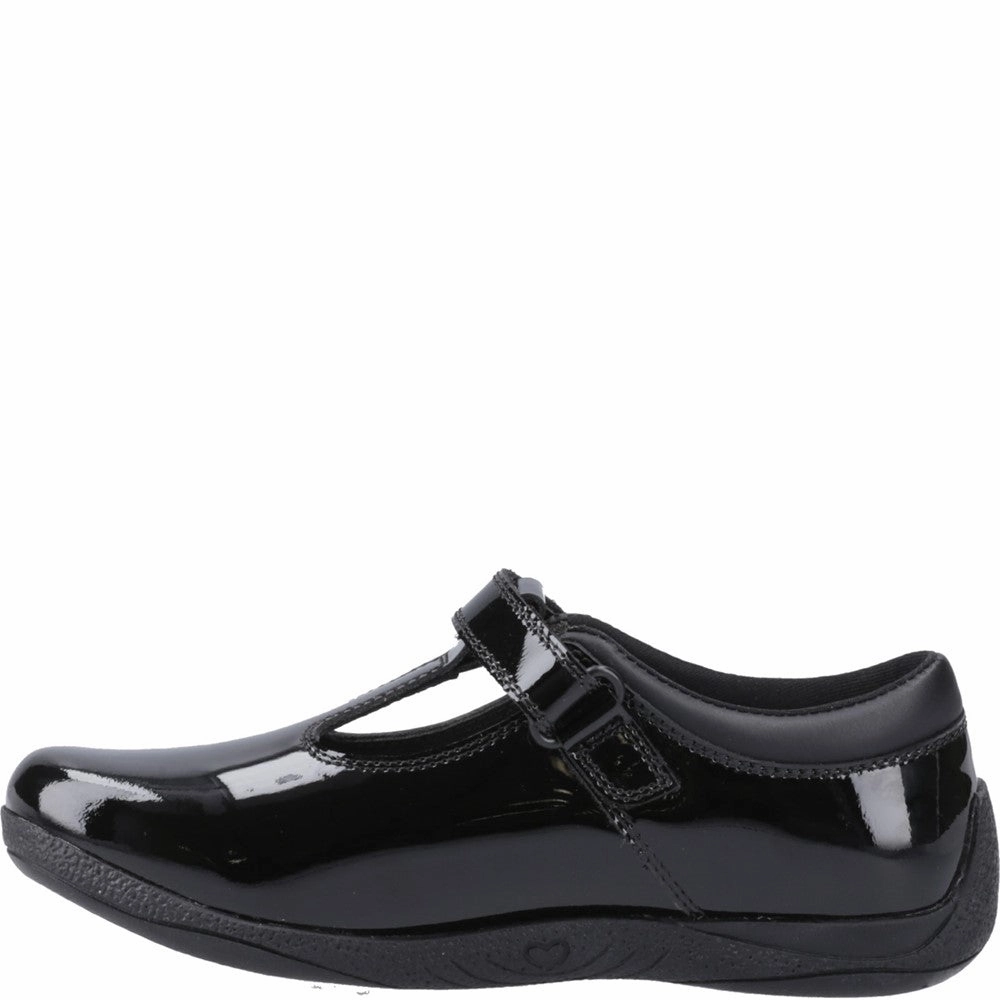 Drill Hike Hush Puppies Caitlin T-Bar Patent Senior School Shoes