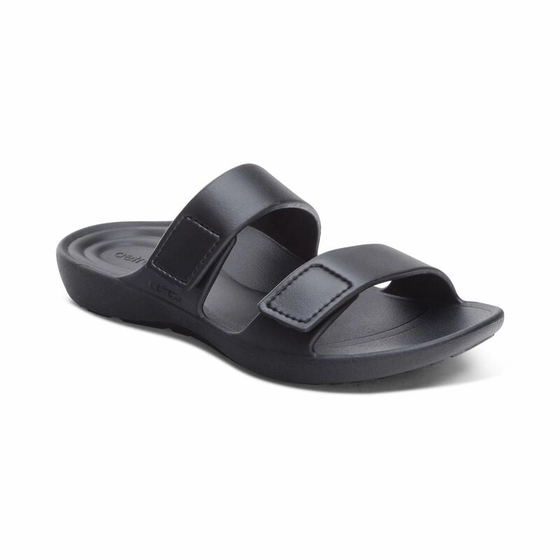 Fit All Toe Free Women's Kaia Two Band Slide Black