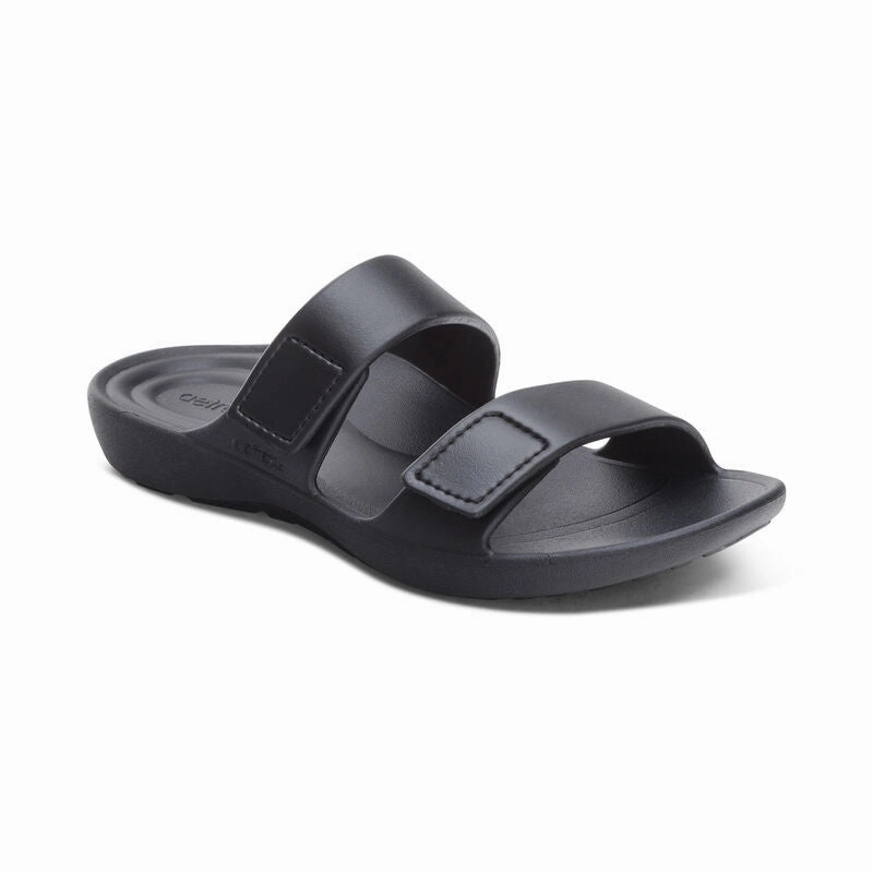 Women's Kaia Two Band Slide Black Narrow Fit Summer Footwear