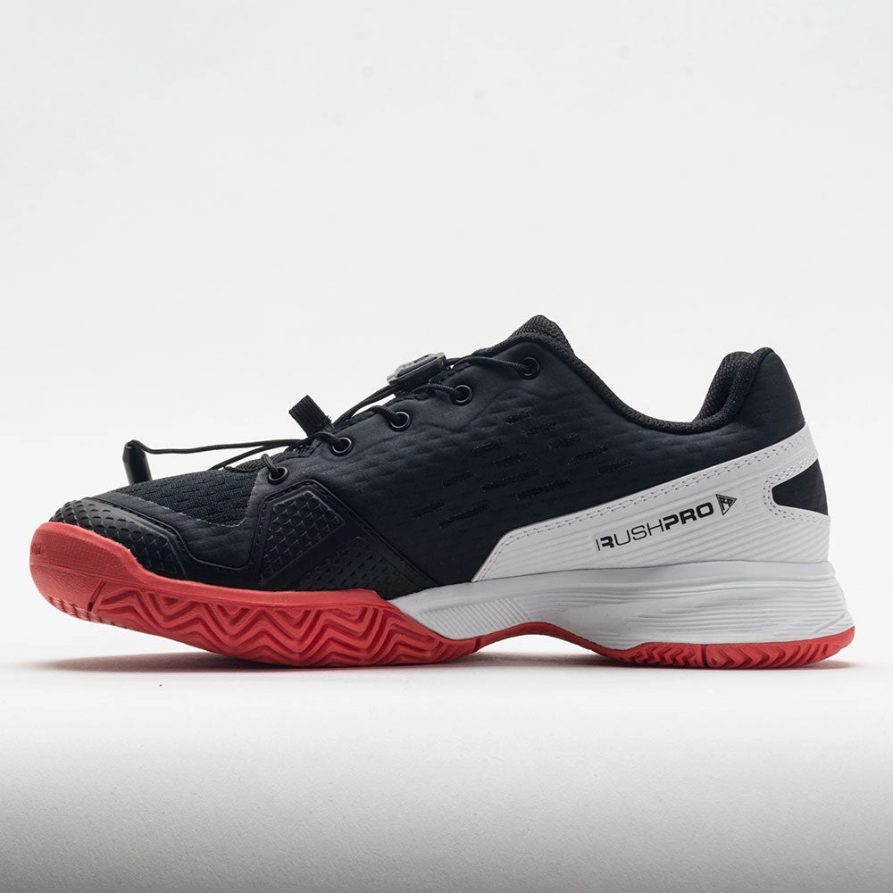 Wilson Rush Pro 4.0 Junior  Quick Lace Black/White/Poppy Red Durable Sole running in a volleyball court area shoes