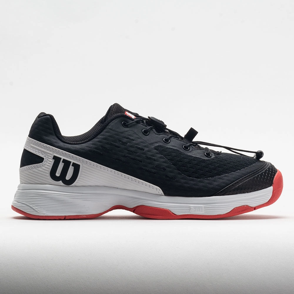 Wilson Rush Pro 4.0 Junior  Quick Lace Black/White/Poppy Red logo - zipped shoes