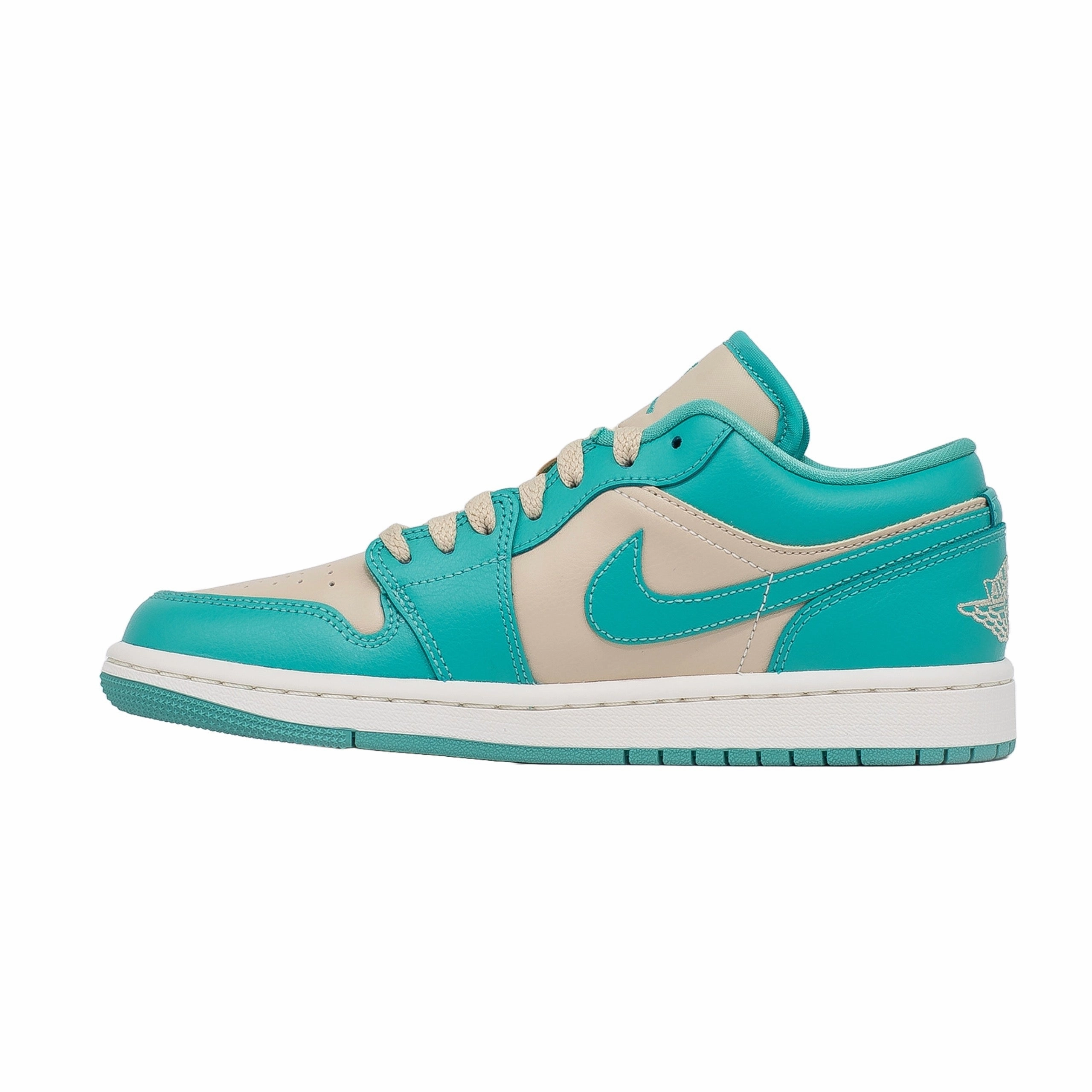 Certified quality running in a cave area shoes Women's Air Jordan 1 Low, Tropical Teal Sandy Beige