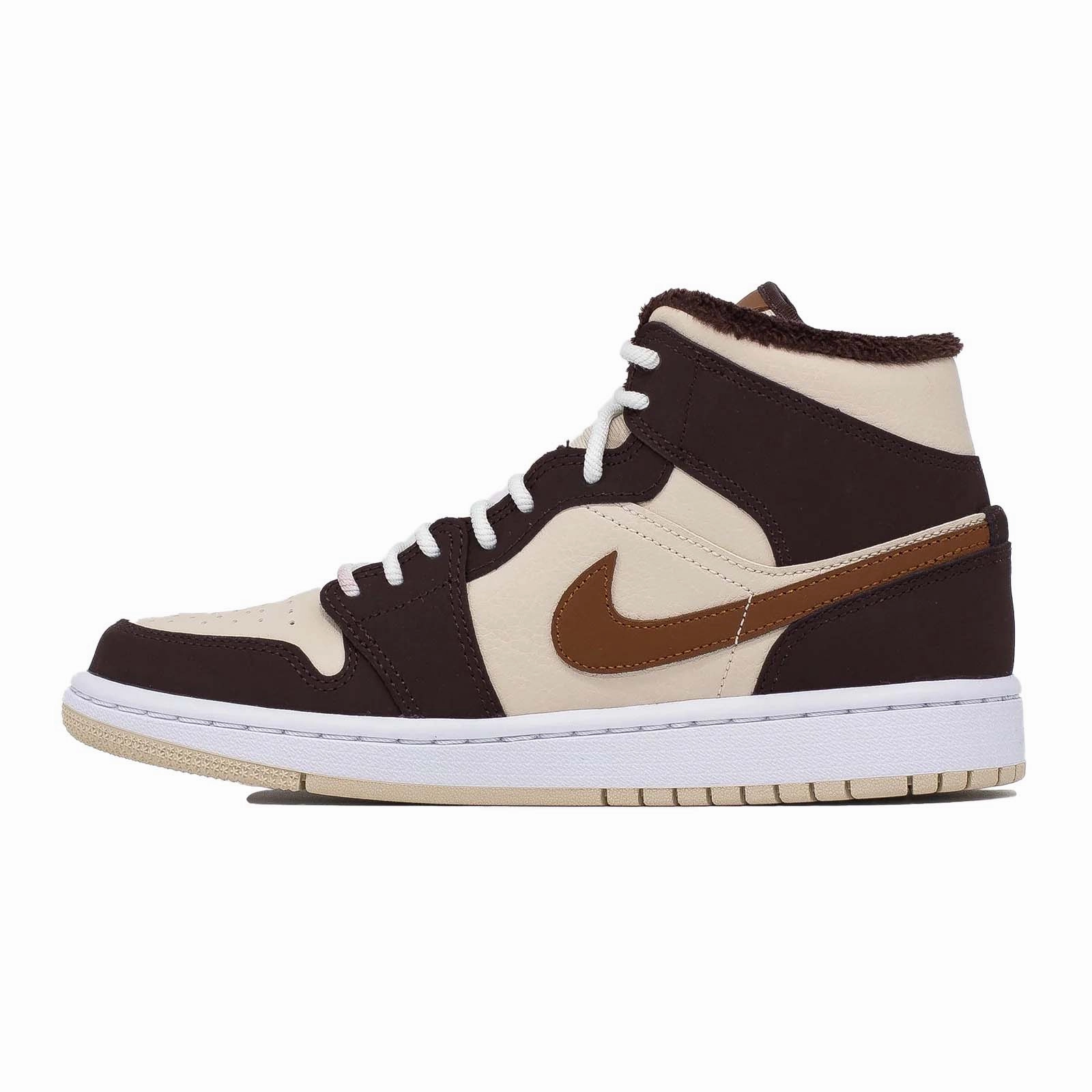 competitive runner shoes Women's Air Jordan 1 Mid, SE Cream Dark Chocolate