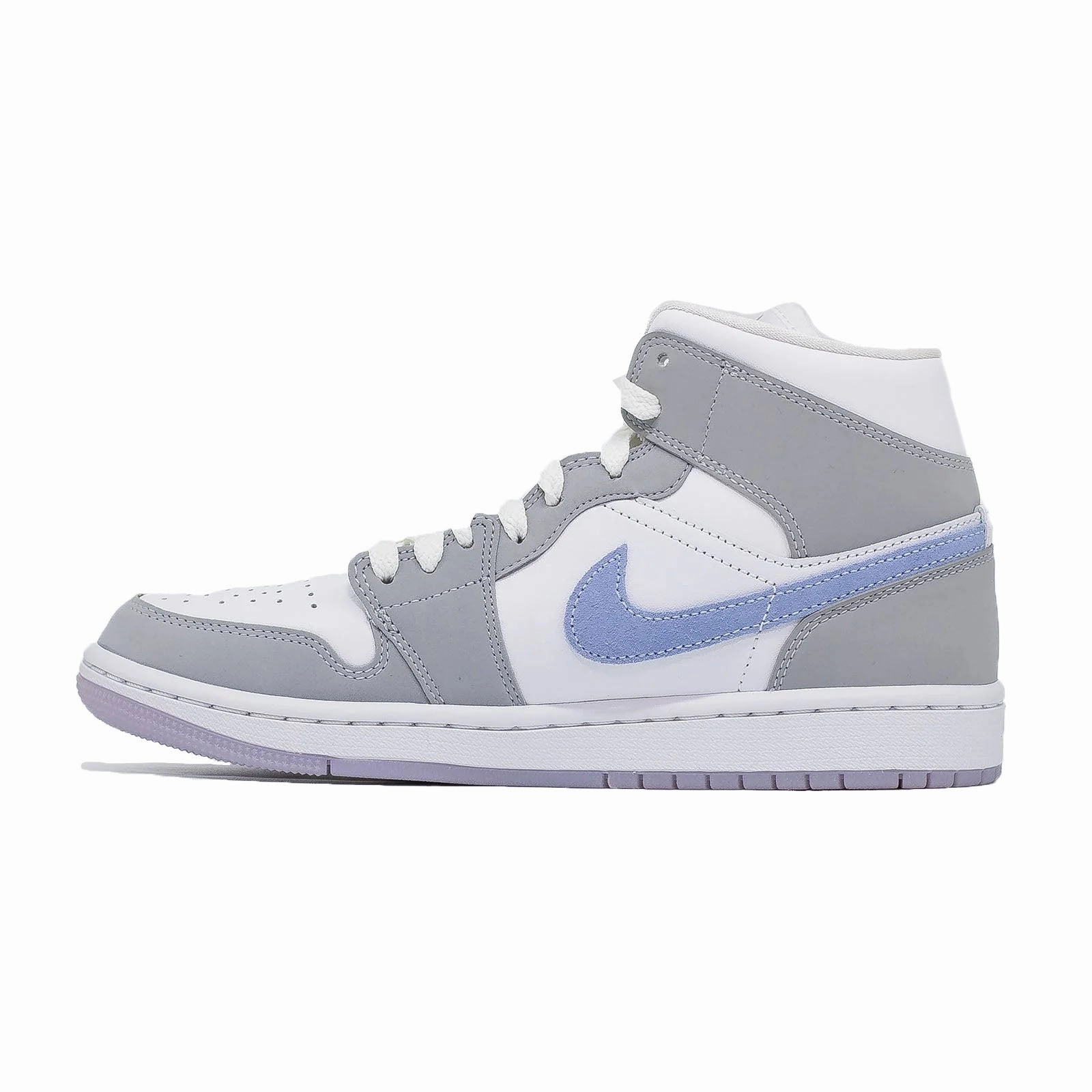 running in the night shoes Women's Air Jordan 1 Mid, Wolf Grey Aluminum