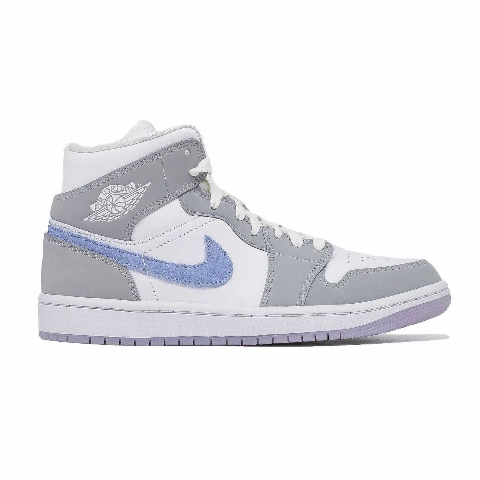 Women's Air Jordan 1 Mid, Wolf Grey Aluminum elderly shoes Running - specific