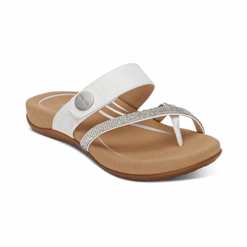 Women's Izzy Adjustable Slide White Sparkle Sandal Maintenance