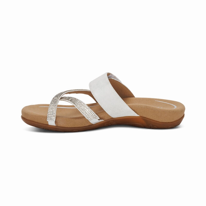 Women's Izzy Adjustable Slide White Sparkle Retro Open Form