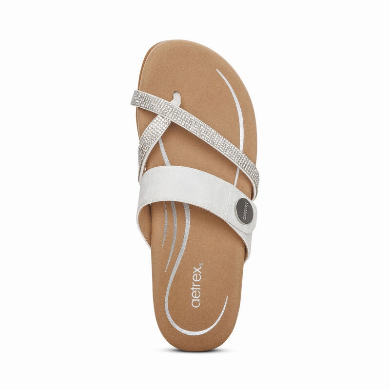 Fashion Edge Women's Izzy Adjustable Slide White Sparkle