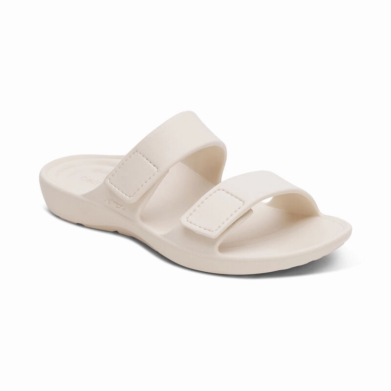 Women's Kaia Two Band Slide Ivory Arch Ease Relaxing