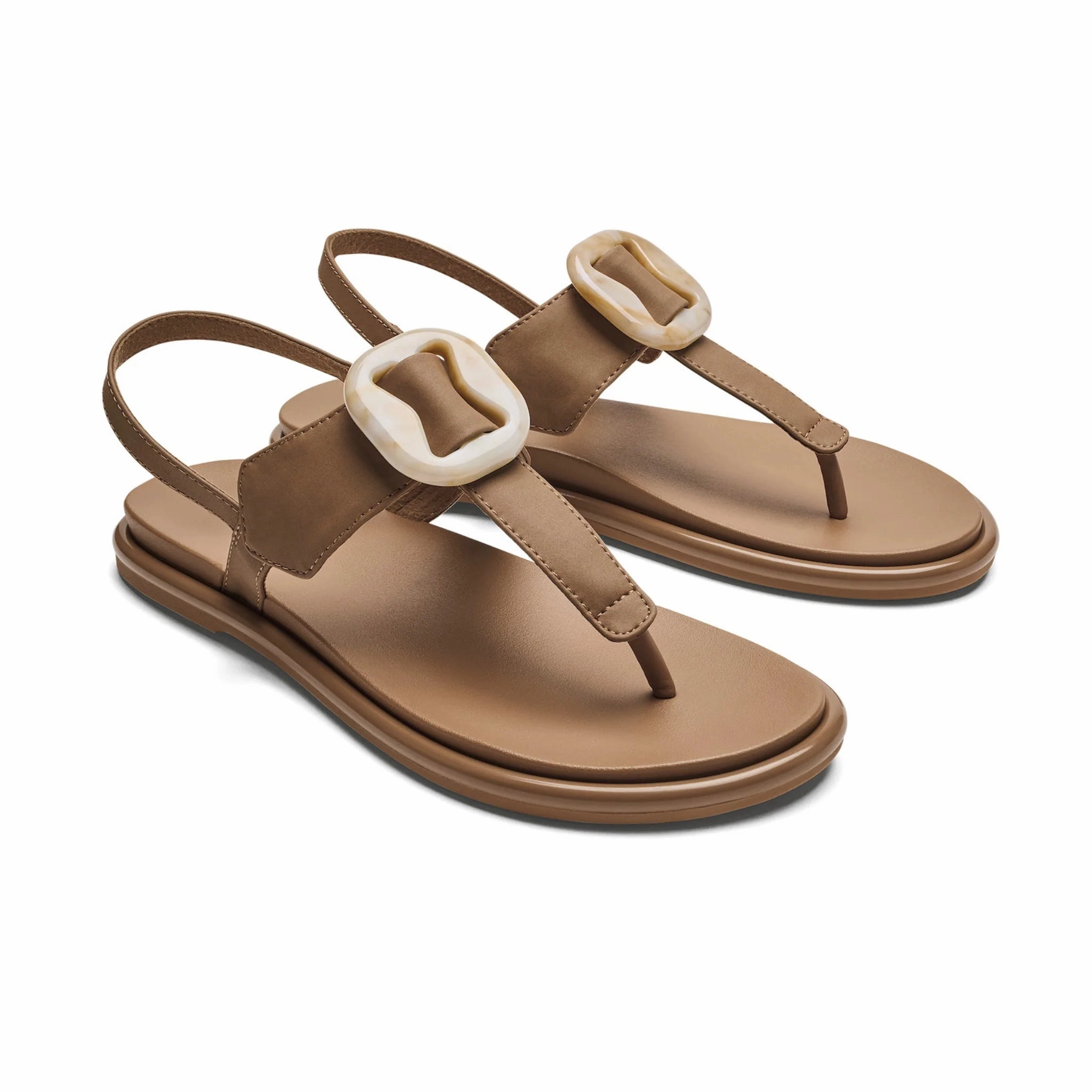 Women's La'i T-Bar Strappy Beach Sandal Tan/Tan Relaxed Fit Shoes Relaxed Walking
