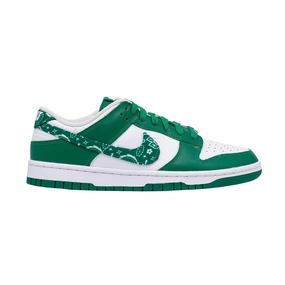 Women's Nike Dunk Low, Green Paisley Elastic Lace System