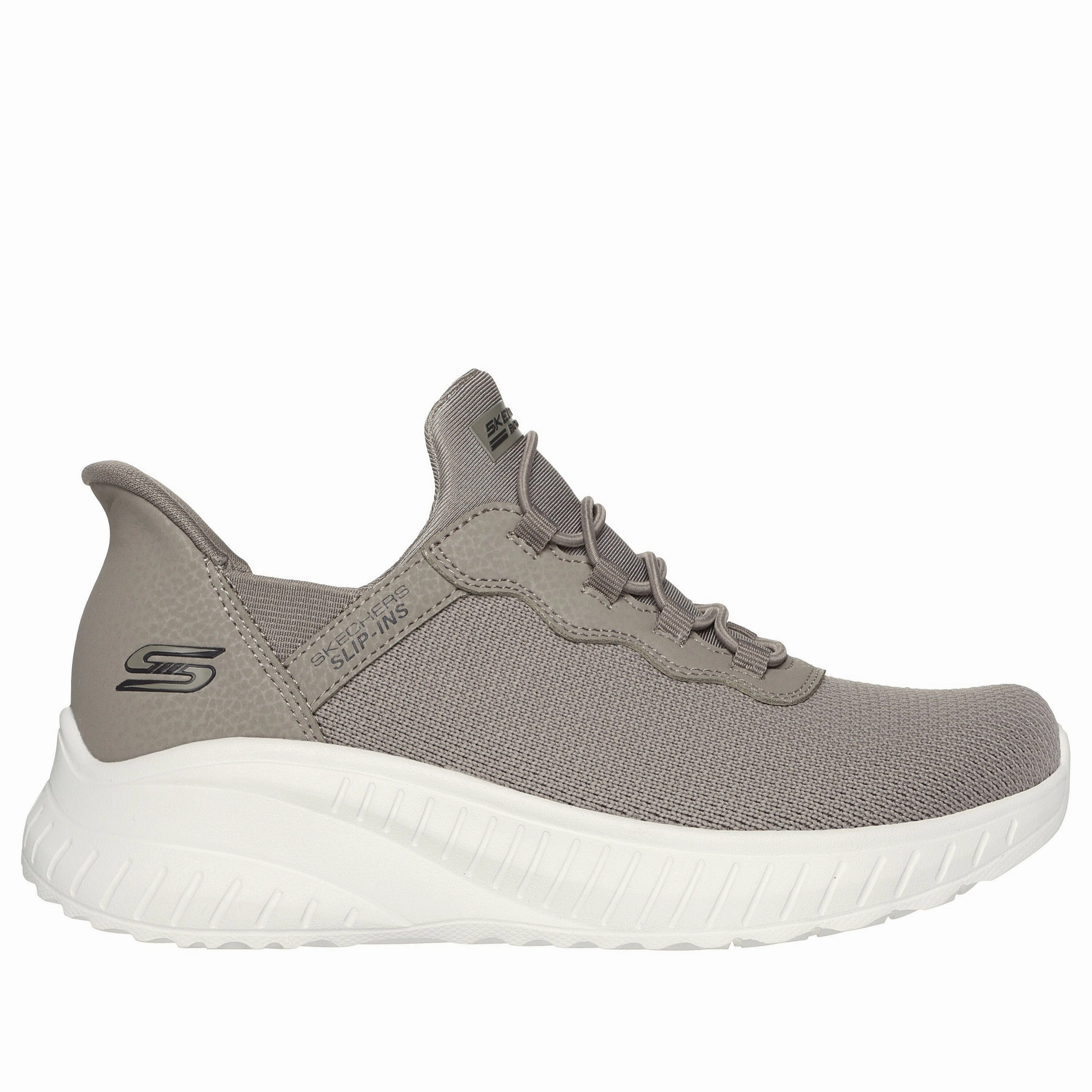 Minimal Edge Women's Skechers Slip-Ins: BOBS Sport Squad Chaos Taupe