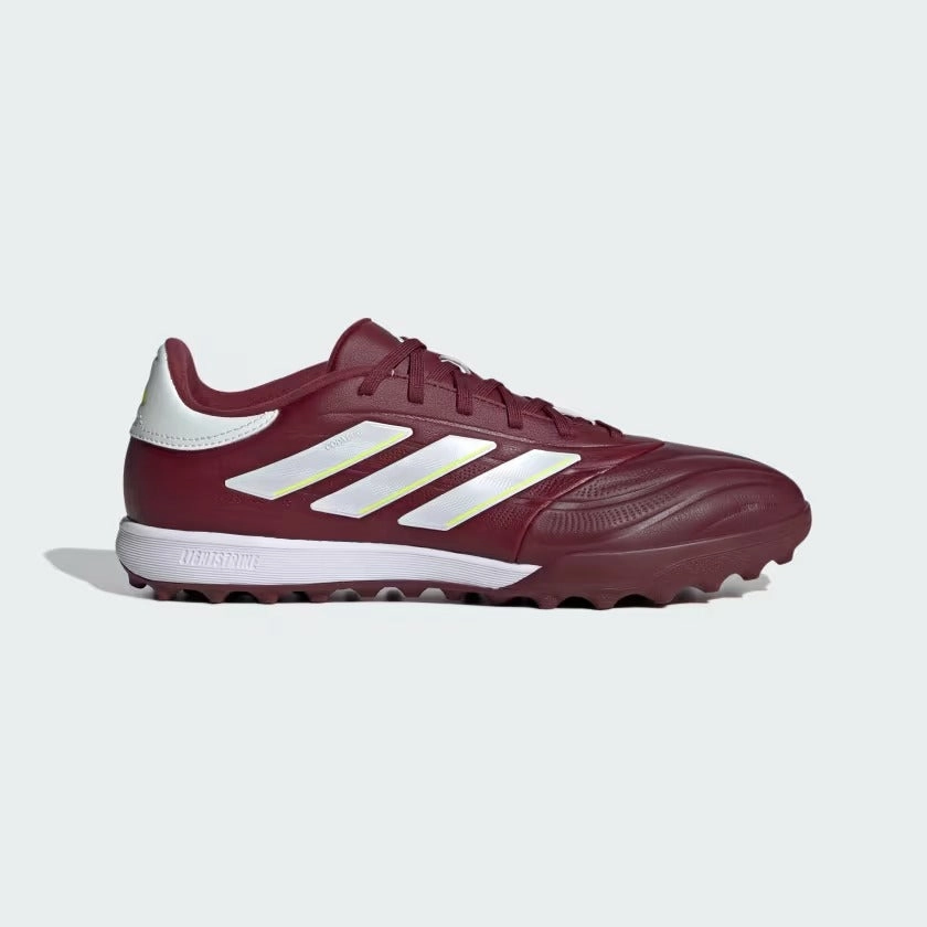 adidas Copa Pure 2 League TF Turf Soccer Shoes- SHARED/FTWWHT/TESOYE running in the city