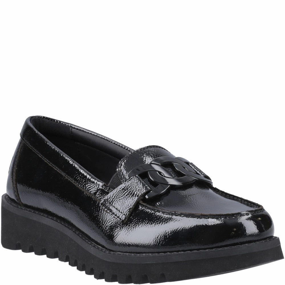 Hush Puppies Francis Loafer Patent Senior School Shoes Feet Support Break Time